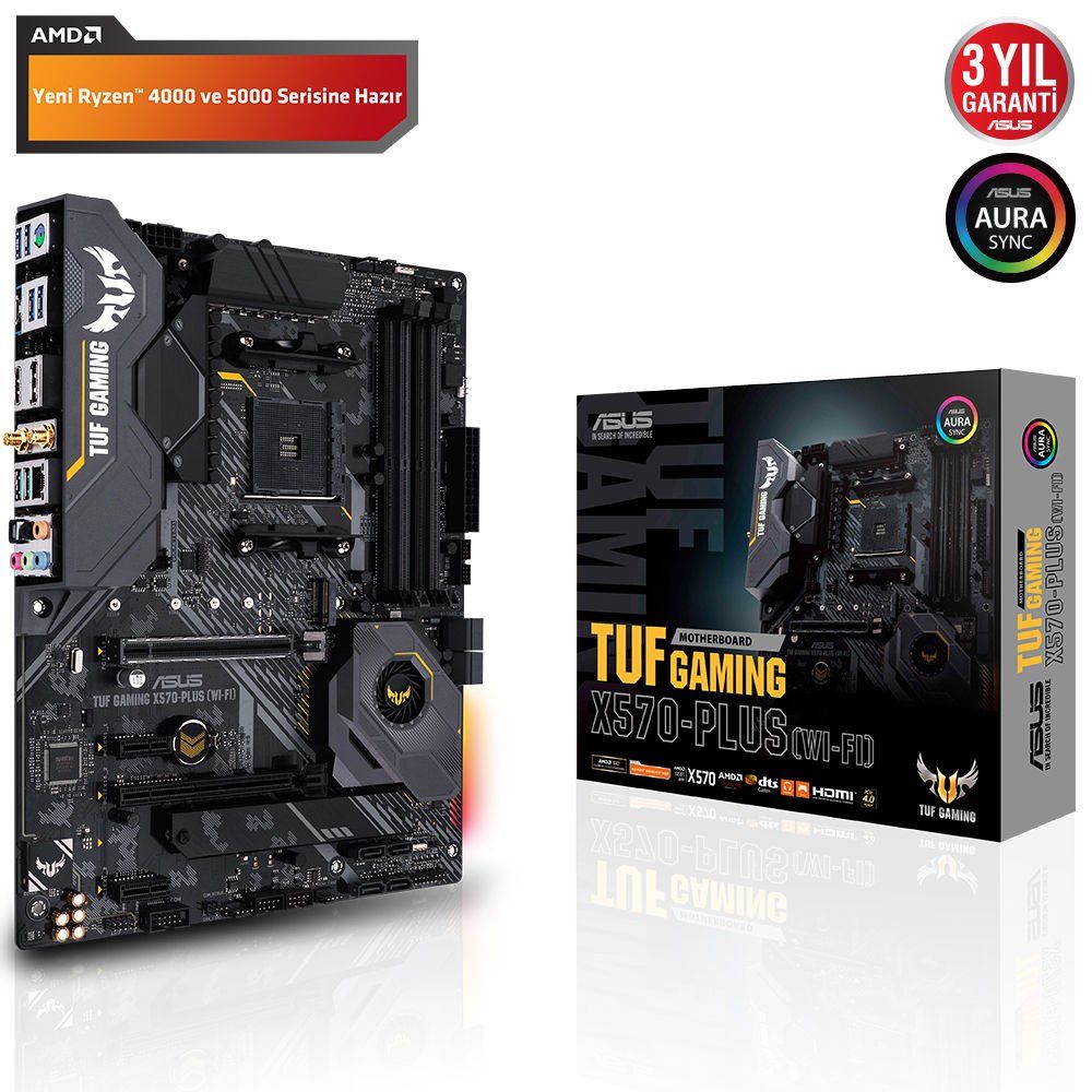 ASUS TUF GAMING X570-PLUS WI-FI 4xDDR4 DP/HDMI 2xM.2 AM4 ANAKART